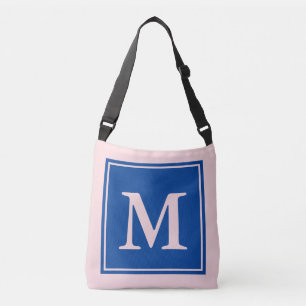 Enkel Rosa för Blek och blått med Monogram Axelväska