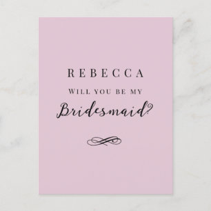 Enkel rosa för elegant Bridesmaid Frieri Vykort
