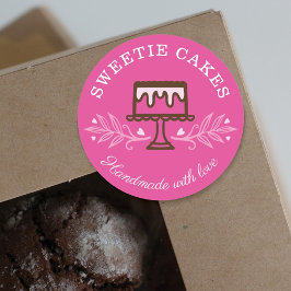 Enkel Rosa för Logotyp av bakerikummel, Roligt och Runt Klistermärke