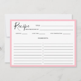 Enkel Rosa för modernt receptkort Inbjudningar