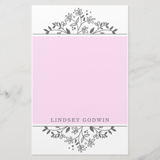 Enkel Rosa för ritad Blommigt Brevpapper (Framsida)