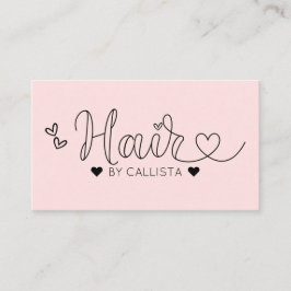 Enkel Rosa för Söt Hearts Typography Hair Visitkort