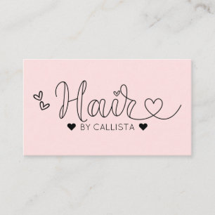 Enkel Rosa för Söt Hearts Typography Hair Visitkort