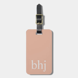 Enkel Rosa - första monogram Bagagebricka