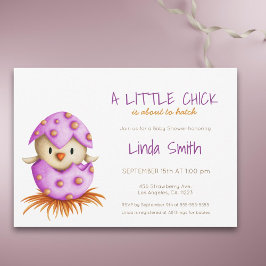 Enkel Rosa Girl Girl Baby Bird Hatching Baby Showe Inbjudningar