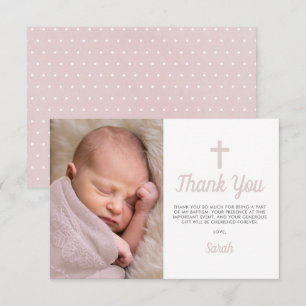 Enkel Rosa Girl Girl Baptism Christening Photo Tack Kort