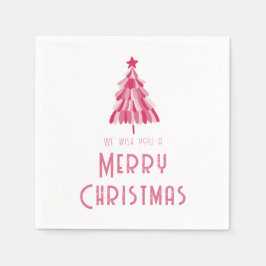 Enkel Rosa Glad Jul Gran Pappersservett