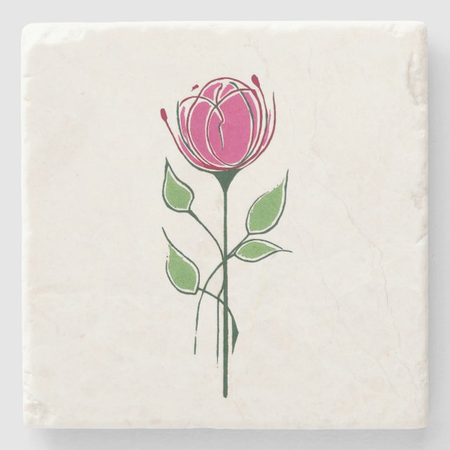 Enkel rosa Glasgow-stil ros Stenunderlägg (Framsidan)