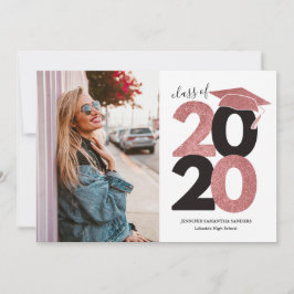 Enkel Rosa Glitter Girly Cap Photo Studenten Meddelande