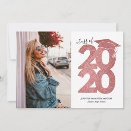 Enkel Rosa Glitter Girly Cap Photo Studenten Meddelande