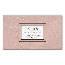 Enkel Rosa Glitter Nail Salon Manicurist Pastel Magnetiska Visitkort