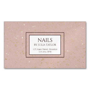 Enkel Rosa Glitter Nail Salon Manicurist Pastel Magnetiska Visitkort