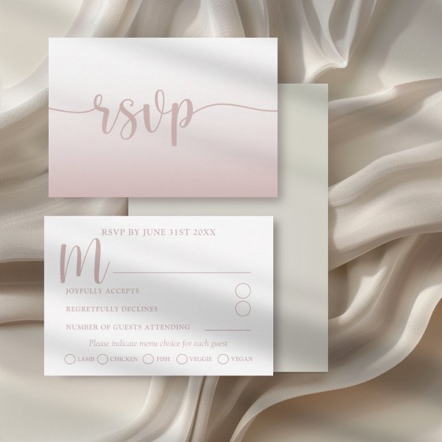 Enkel rosa gradient kalligrafi bröllop RSVP  OSA Kort (Skapare uppladdad)