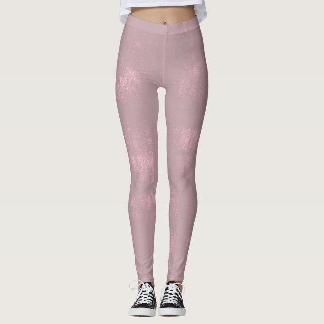 Enkel Rosa Grått Mallow-Abstrakt Leggings (Framsida)