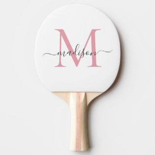 Enkel Rosa Grått Monogram Feminskrift Pingisracket