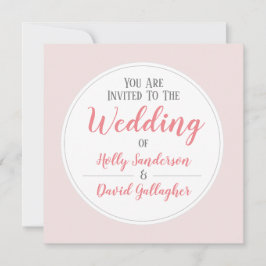 Enkel Rosa Grått & vit Bröllopsdag Inbjudningar