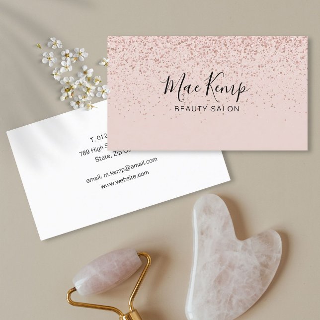 Enkel Rosa Guld Glitter Visitkort (Simple Rose Gold Glitter Business Card)