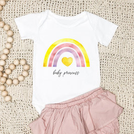 Enkel Rosa Gult Rainbow Newborn Girl T Shirt