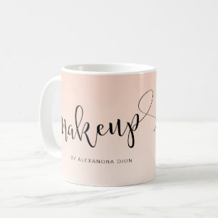 Enkel rosa handskriven manusgrafi kaffemugg