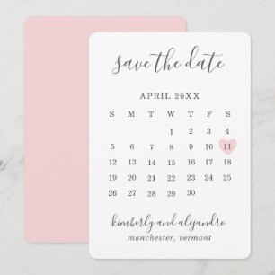 Enkel Rosa Heart Calender Bröllop Spara Datumet