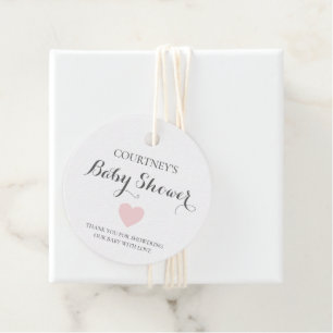 Enkel Rosa Heart Girl Cute Baby Shower Gåvor Etiketter