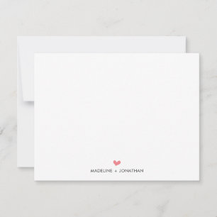 Enkel Rosa Heart par Newlyweds-familjen Namn Anteckningskort