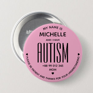 Enkel Rosa Jag Har Autismmedvetenhet ASD Speciell Knapp