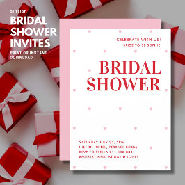 Enkel Rosa Kärlek Heart Inbjudningskort för möhipp