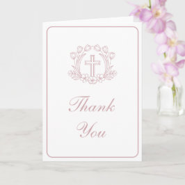 Enkel rosa kors religiös tack-kort kort