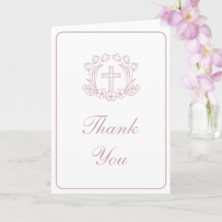 Enkel rosa kors religiös tack-kort kort