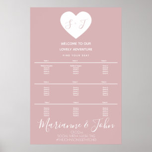 Enkel Rosa Logotyp för Bröllop med Hjärtformad Sit Poster
