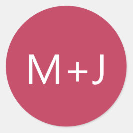 Enkel Rosa med enkel Magenta Monogram Bröllop Runt Klistermärke