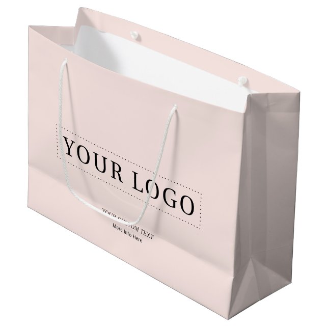 Enkel Rosa Minimalisera Affärslogotyp Shoppingpåse (Framsidan Vinklad)