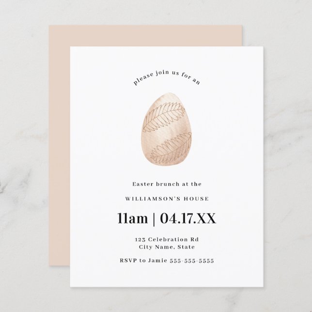 Enkel Rosa Minimalistisk Vattenfärg Påskägg  (Fram/baksida)