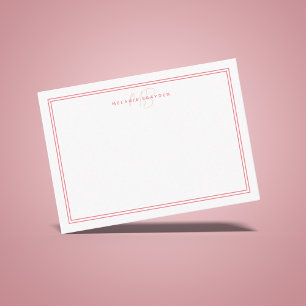 Enkel Rosa, minimalistiskt Monogram två Gräns Anteckningskort