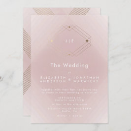 Enkel Rosa Modern Geometric Guld Bröllop Inbjudningar