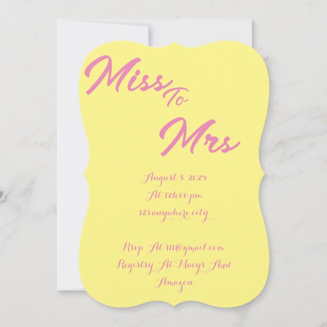 ENKEL ROSA MODERN INBJUDNINGSKORT FÖR MÖHIPPAN (Framsida)