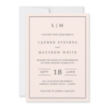 Enkel  Rosa Monogram Elegant bröllop