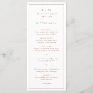 Enkel Rosa Monogram Elegant Bröllop Meny