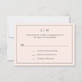 Enkel Rosa Monogram Elegant bröllop OSA Kort