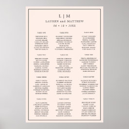 Enkel  Rosa Monogram Elegant bröllop Poster