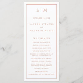 Enkel Rosa Monogram Elegant Bröllop Program