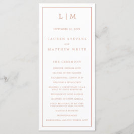 Enkel Rosa Monogram Elegant Bröllop Program