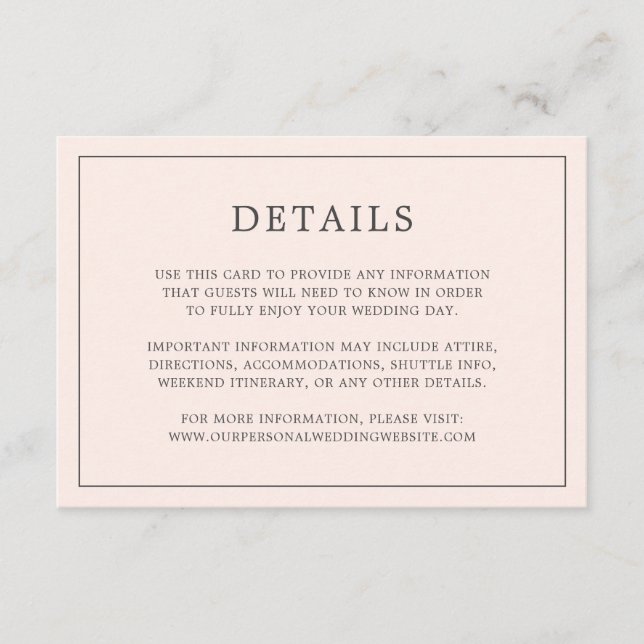 Enkel  Rosa Monogram Elegant bröllop Tilläggskort (Framsida)