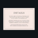 Enkel  Rosa Monogram Elegant bröllop Tilläggskort<br><div class="desc">Ett enkelt elegant i bröllop-höljet med en modern utformning med dina detaljer omgivna av ett tunt gräns. All text är i grått över en rosa. Färgen typsnitt och bakgrunden kan ändras till valfritt färg genom att klicka på knappen "anpassa". En chic och snyggt som är underbar för ett minimalistiskt par....</div>