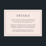 Enkel  Rosa Monogram Elegant bröllop Tilläggskort<br><div class="desc">Ett enkelt elegant i bröllop-höljet med en modern utformning med dina detaljer omgivna av ett tunt gräns. All text är i grått över en rosa. Färgen typsnitt och bakgrunden kan ändras till valfritt färg genom att klicka på knappen "anpassa". En chic och snyggt som är underbar för ett minimalistiskt par....</div>