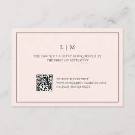 Enkel Rosa Monogram QR-kod Elegant bröllop OSA Kort