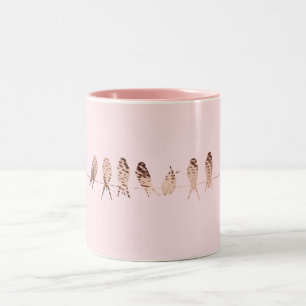 Enkel Rosa Mugg Faux-kopparfåglar på kabeldesign