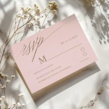 Enkel Rosa och Faux Guld Calligraphy Bröllop