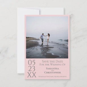 Enkel Rosa och Grått Modern minimalistisk foto Brö Spara Datumet